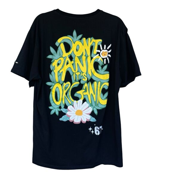 BKYS Don't Panic Shirt Mens Extra Large XL Streetwear Organic Embroidered Black - Picture 2 of 10